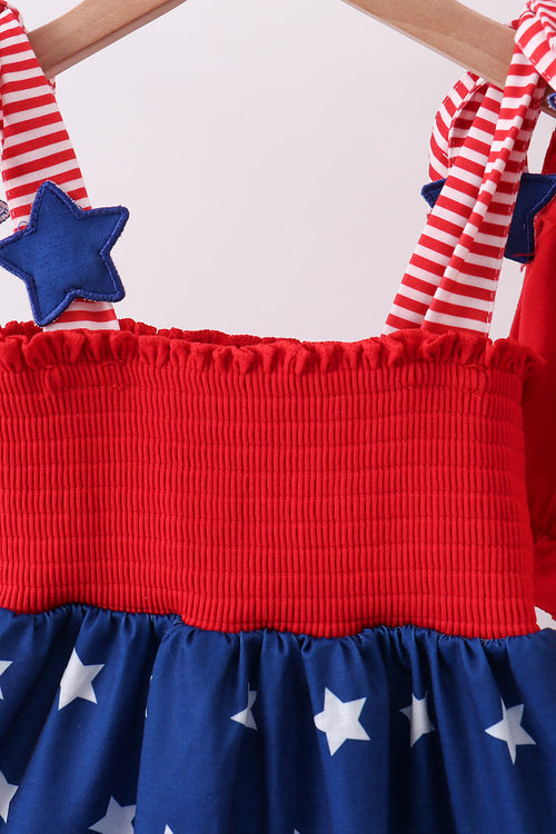 Blue star smocked bloomer set