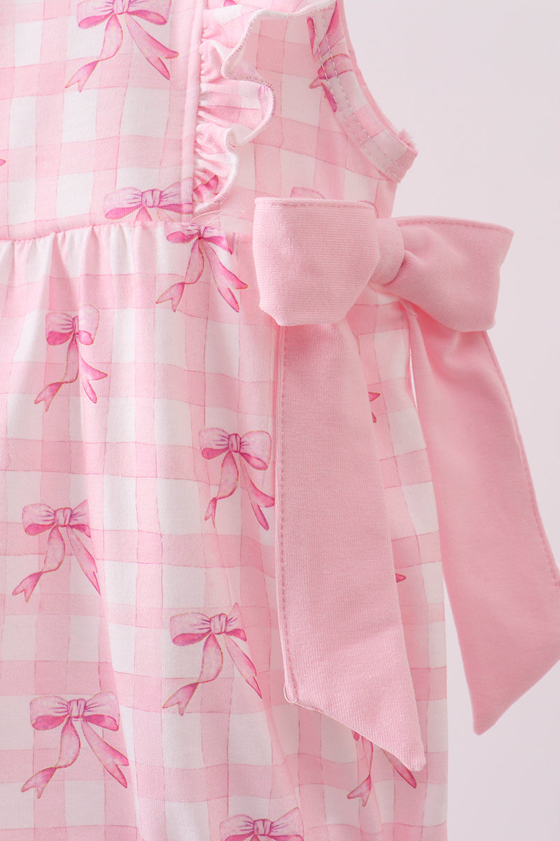 Pink bow print ruffle bubble