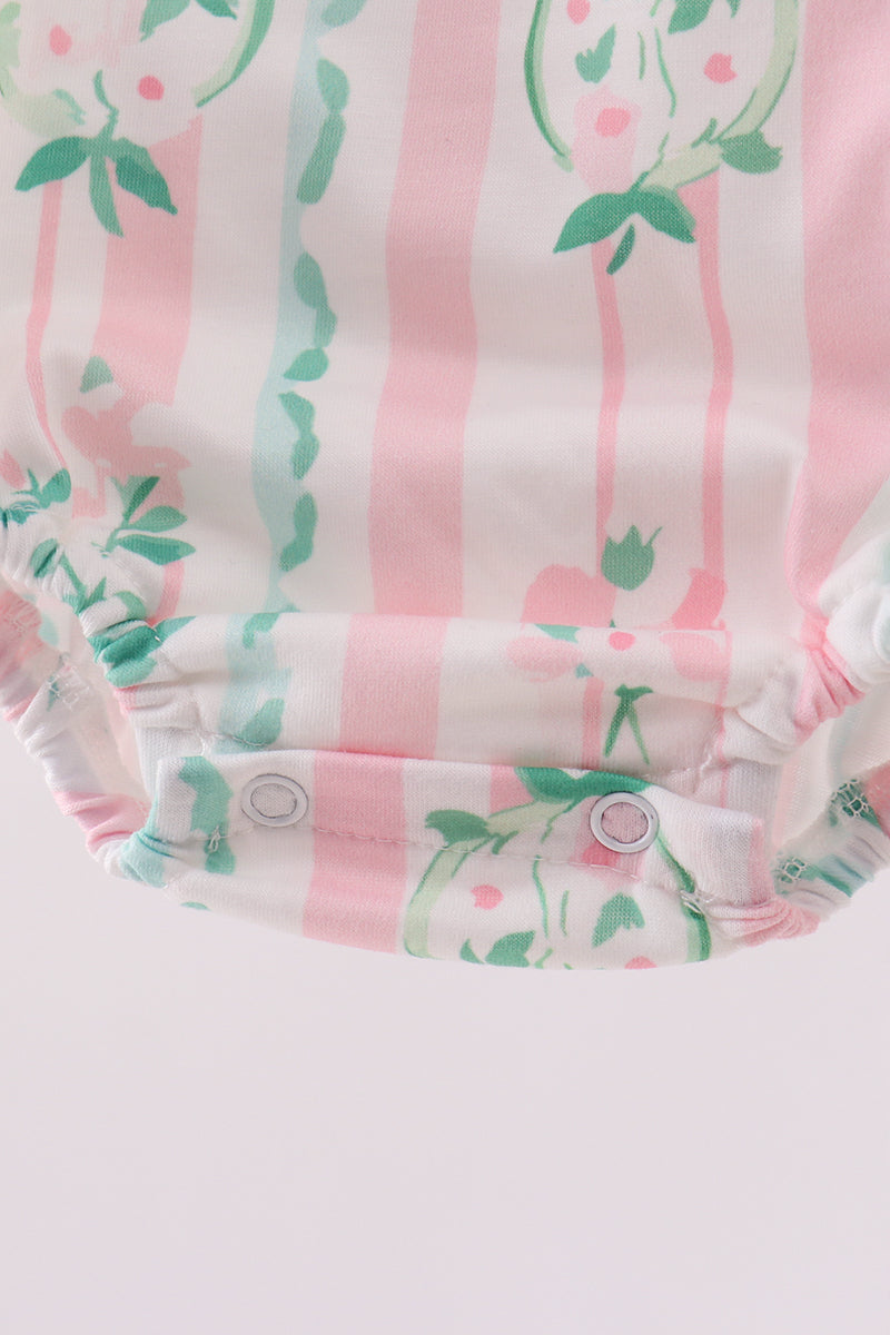 Pink floral print bow bubble