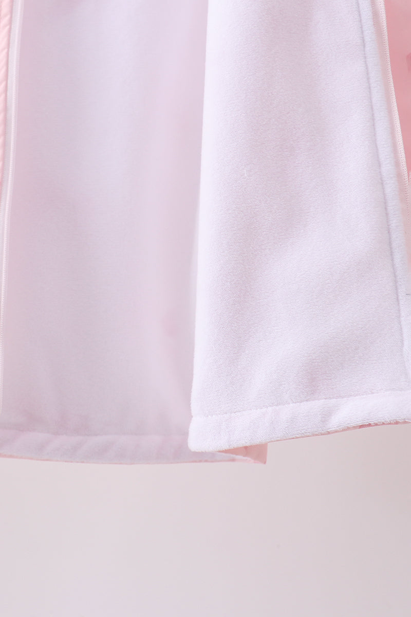 Pink bow print ruffle raincoat
