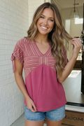 Berry Sweet Stripe Texture Top