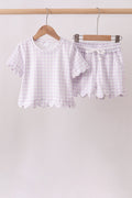 Lavender gingham scalloped shorts set