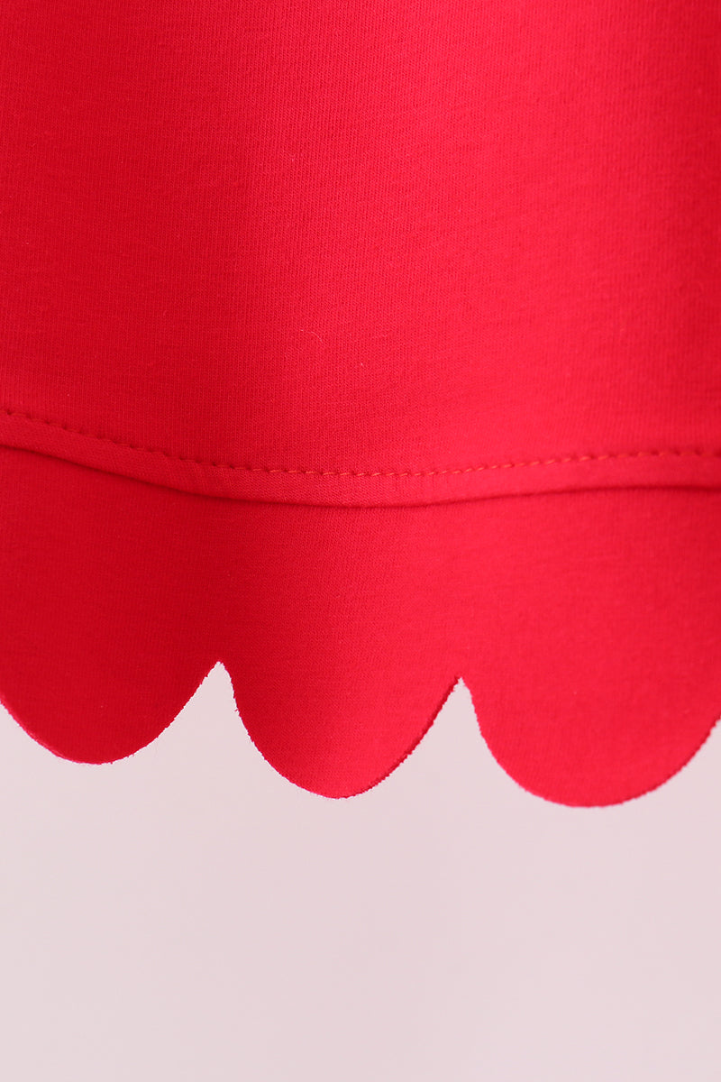 Red scalloped shorts set