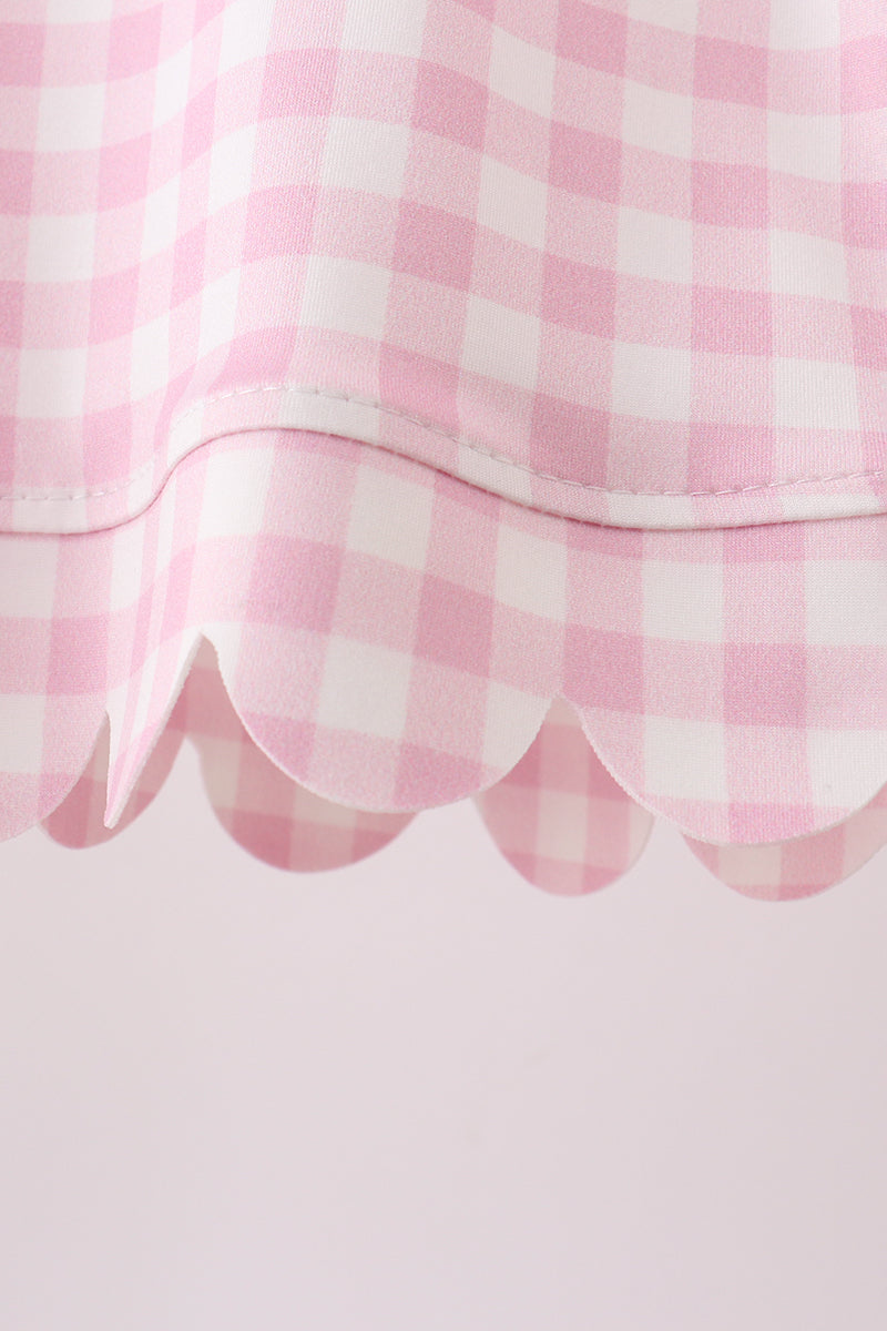 Pink gingham scalloped shorts set