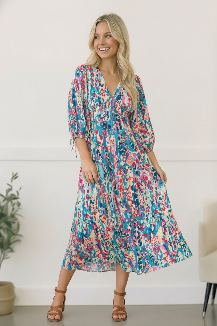 Pop of Paradise Turquoise Dress