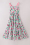 Green dream garden tiered mom dress