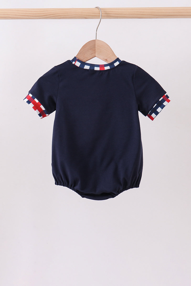 Navy flag applique gingham bubble