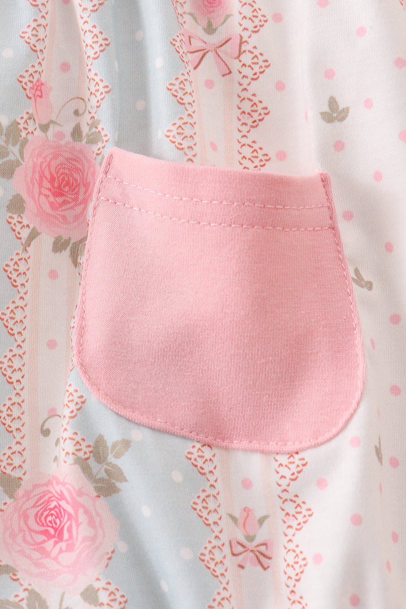 Pink polka dot rose bow bubble