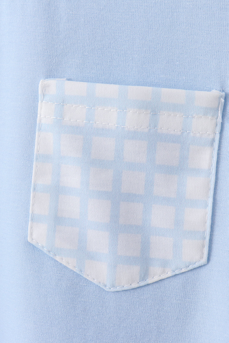 Blue plaid shorts set