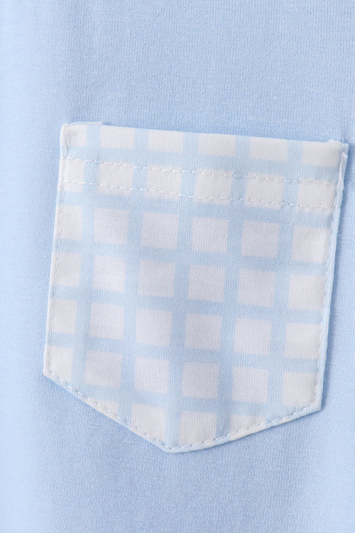 Blue plaid shorts set