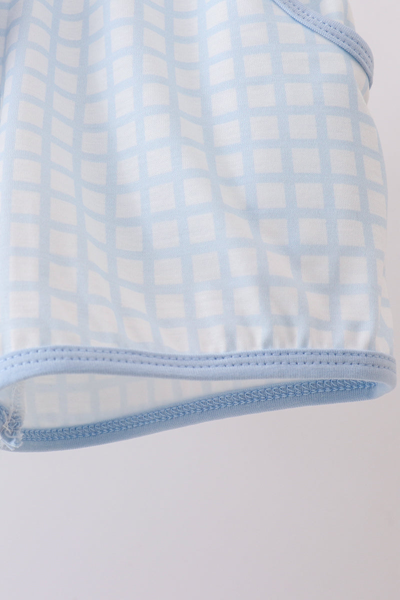 Blue plaid shorts set
