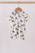 Sage duck print zipper swimsuit