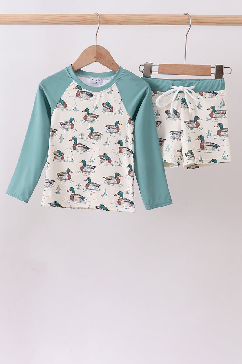 Sage duck print 2pc swimsuit