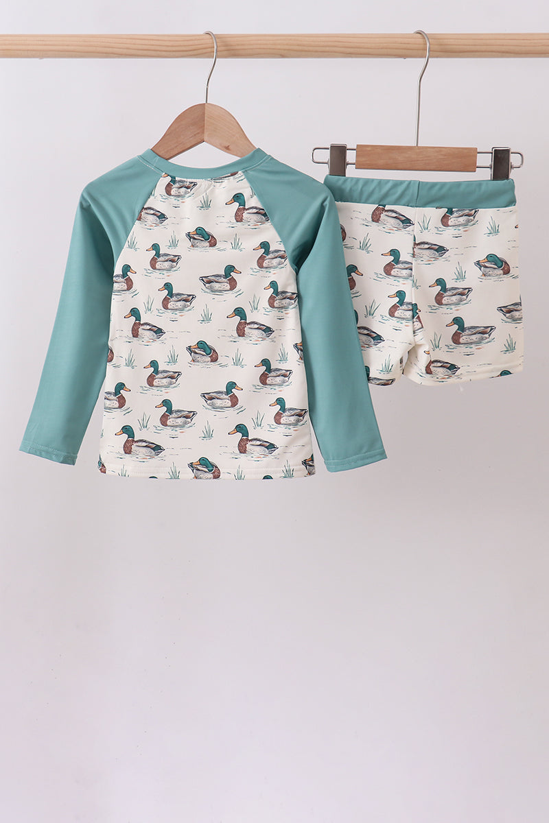 Sage duck print 2pc swimsuit