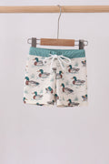 Sage duck print swim trunks