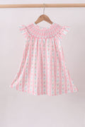 Blush floral smocked ruffle dress
