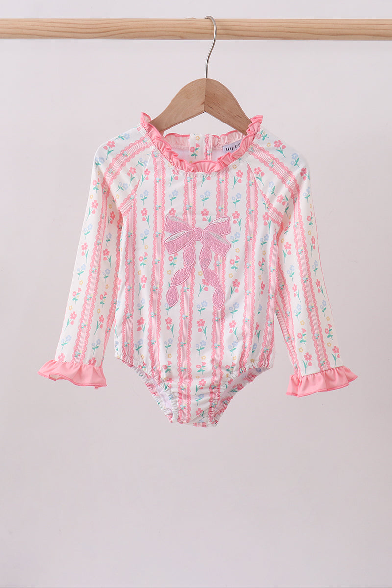 Blush floral bow rashguard