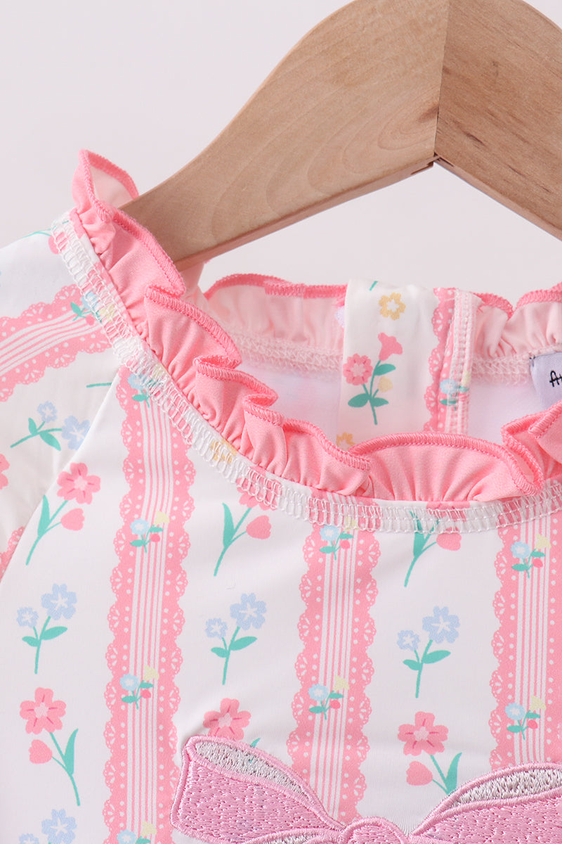 Blush floral bow rashguard