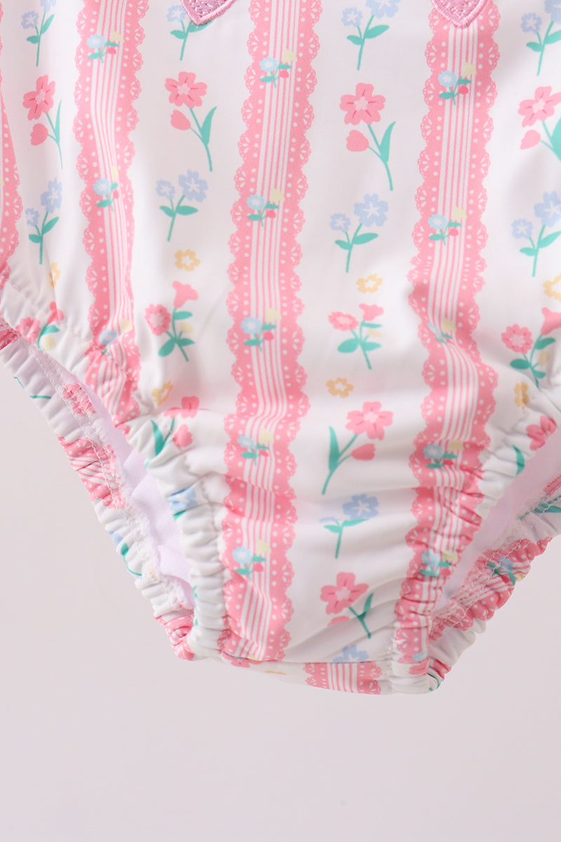 Blush floral bow rashguard