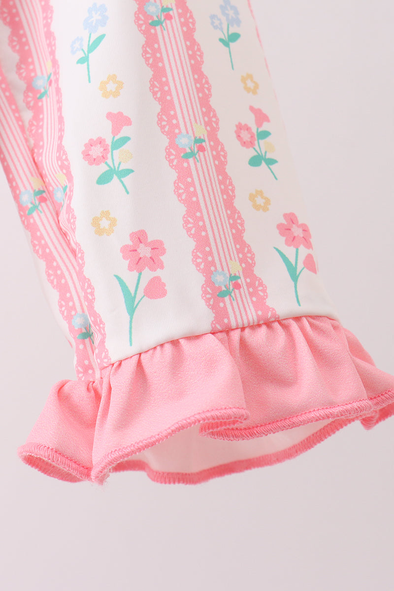 Blush floral bow rashguard