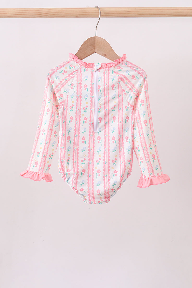 Blush floral bow rashguard
