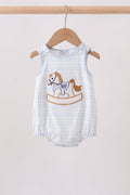 Blue horse applique plaid bubble