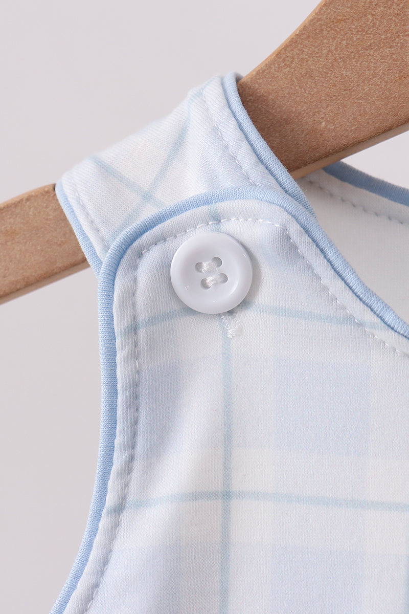 Blue horse applique plaid bubble