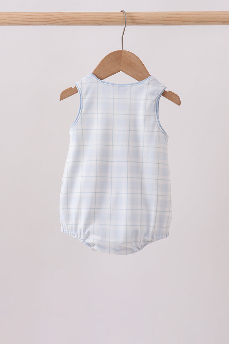 Blue horse applique plaid bubble