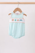 Mint marine creature smocked stripe bubble