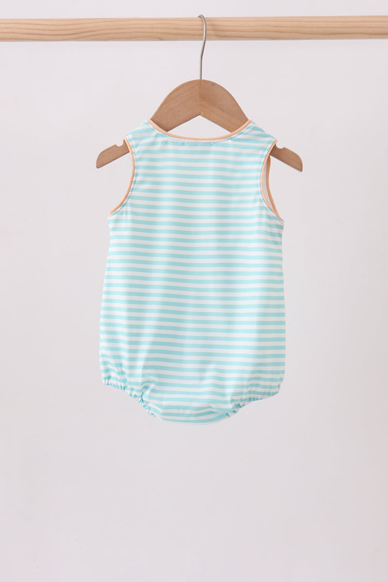 Mint marine creature smocked stripe bubble