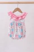 Pink patchwork floral ruffle bubble