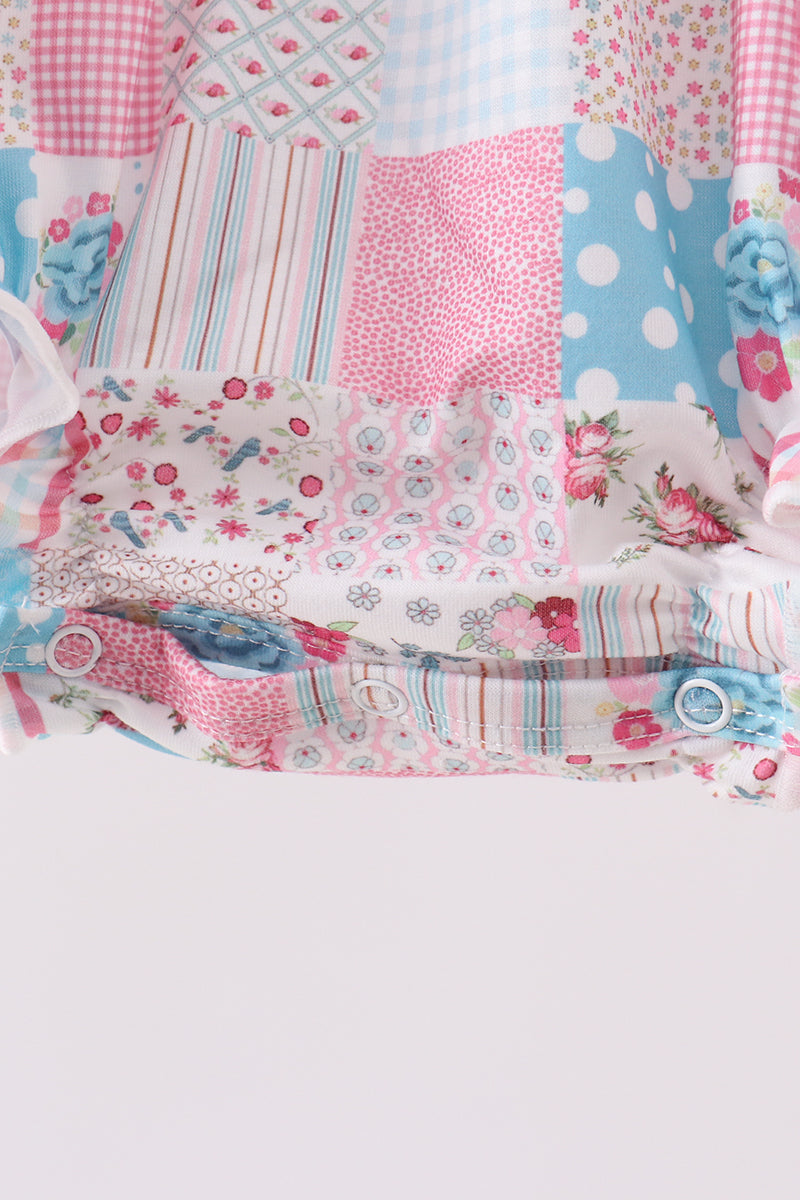 Pink patchwork floral ruffle bubble