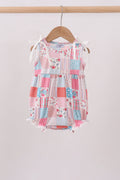 Pink floral patchwork bow bubble