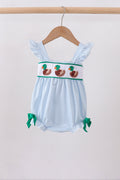 Blue stripe duck french knot ruffle bubble