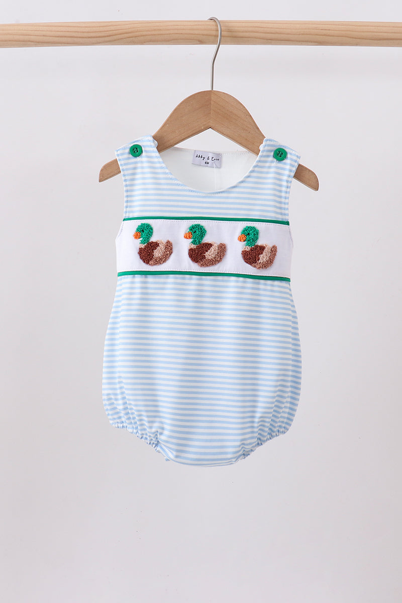 Blue stripe duck french knot bubble