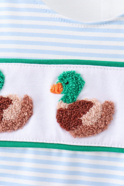Blue stripe duck french knot bubble