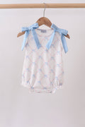 Blue bow ribbon print bubble