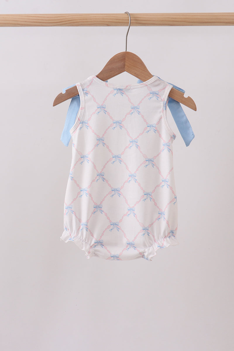 Blue bow ribbon print bubble