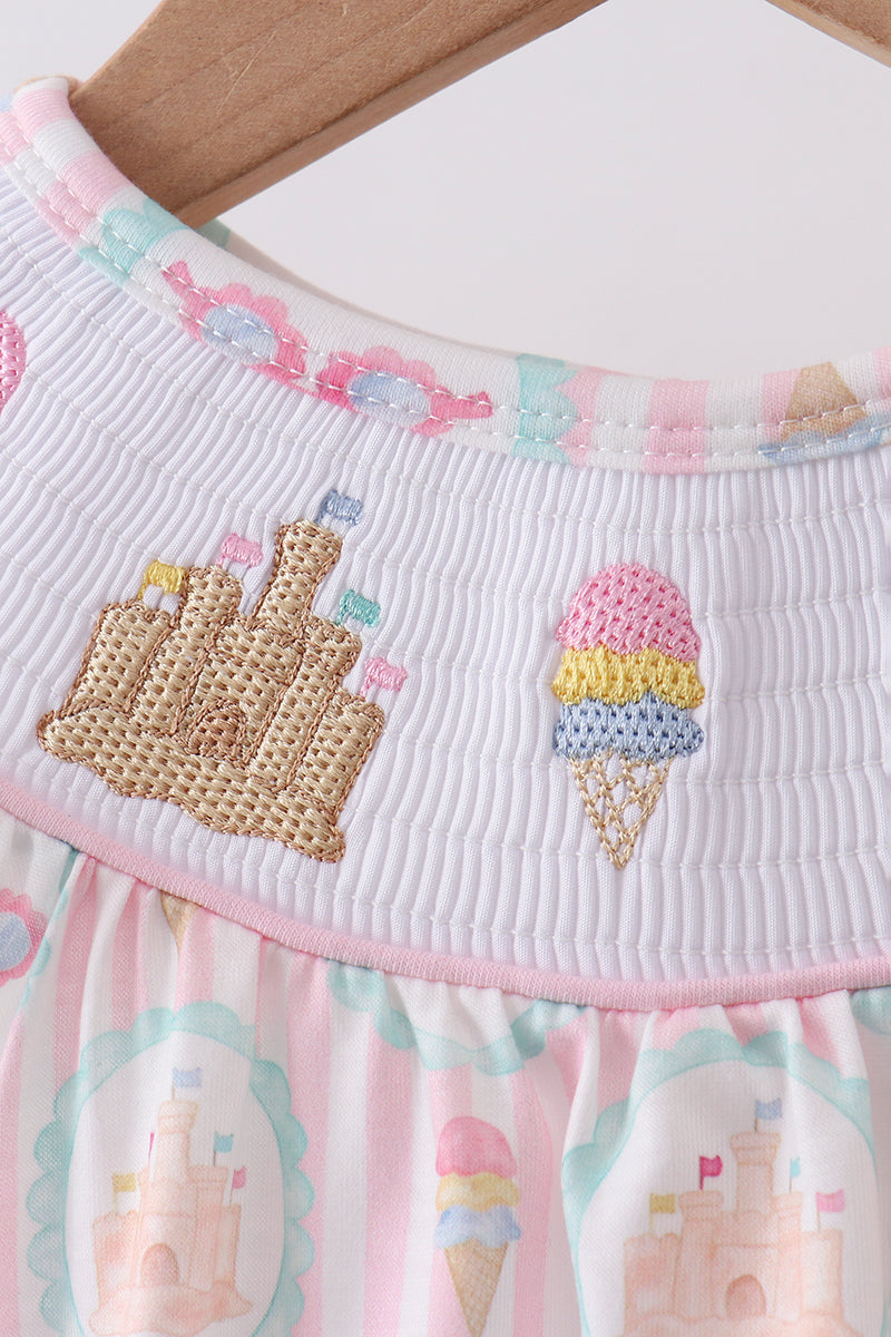 Castle ice cream smocked ruffle bubble