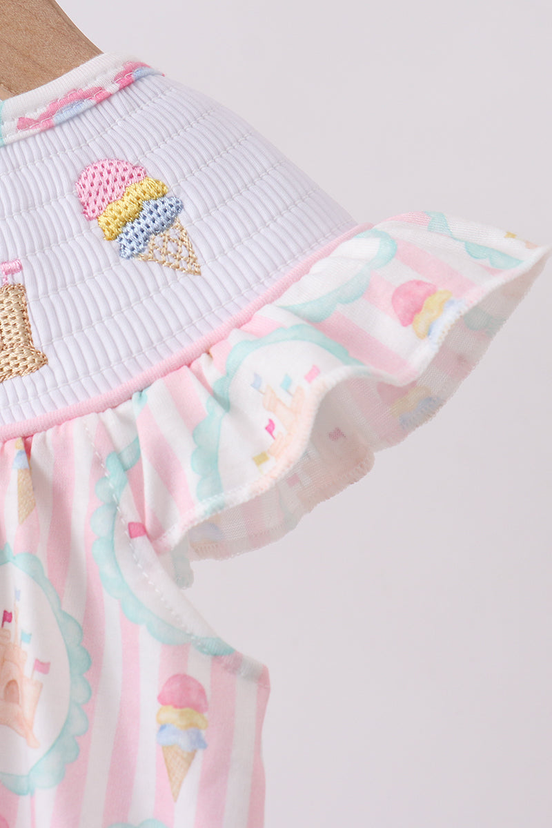 Castle ice cream smocked ruffle bubble