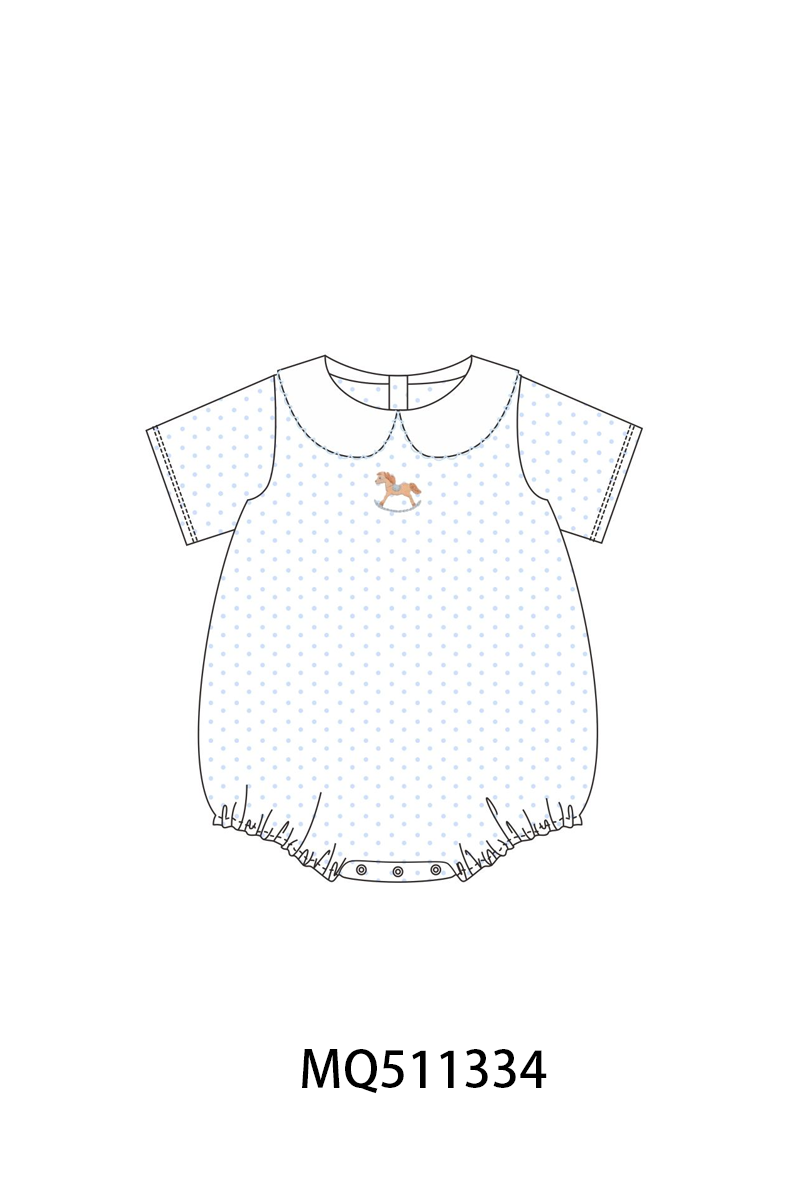 Blue dot horse embroidery bubble
